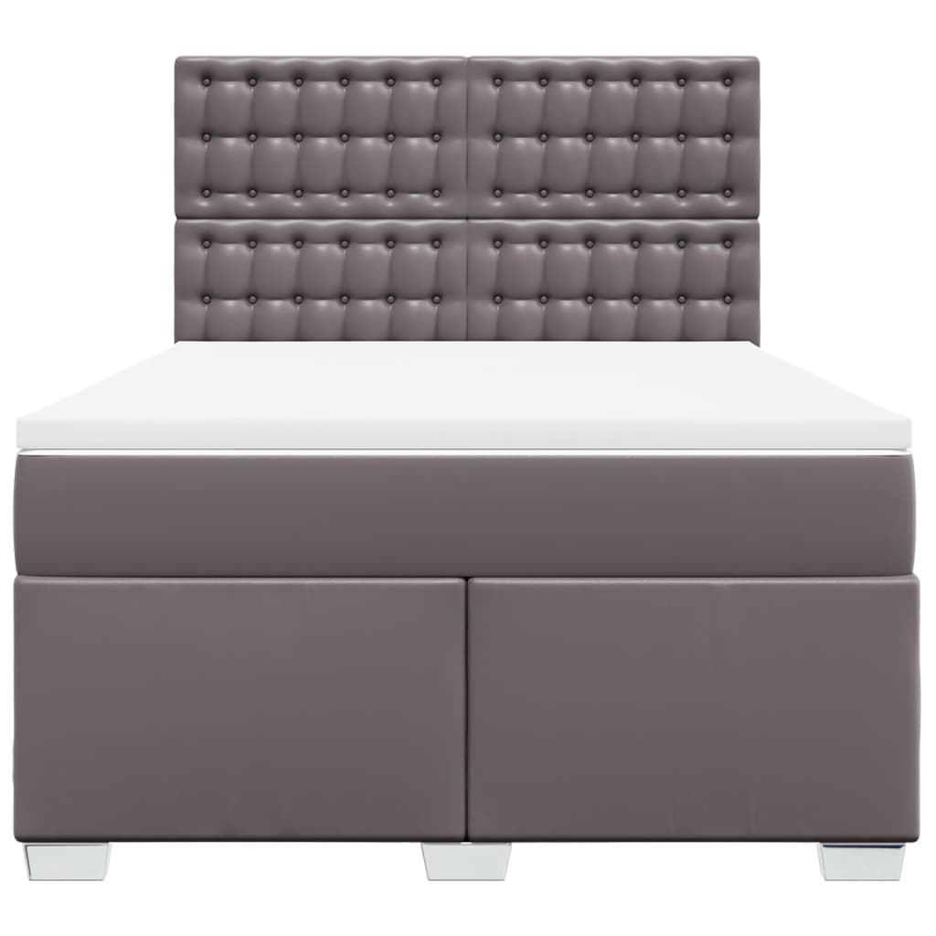Κρεβάτι Boxspring με Στρώμα Γκρι 140x200εκ. από Συνθετικό Δέρμα - Pakobazaar