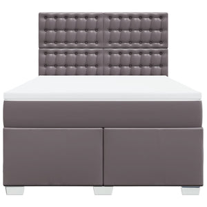 Κρεβάτι Boxspring με Στρώμα Γκρι 140x200εκ. από Συνθετικό Δέρμα - Pakobazaar