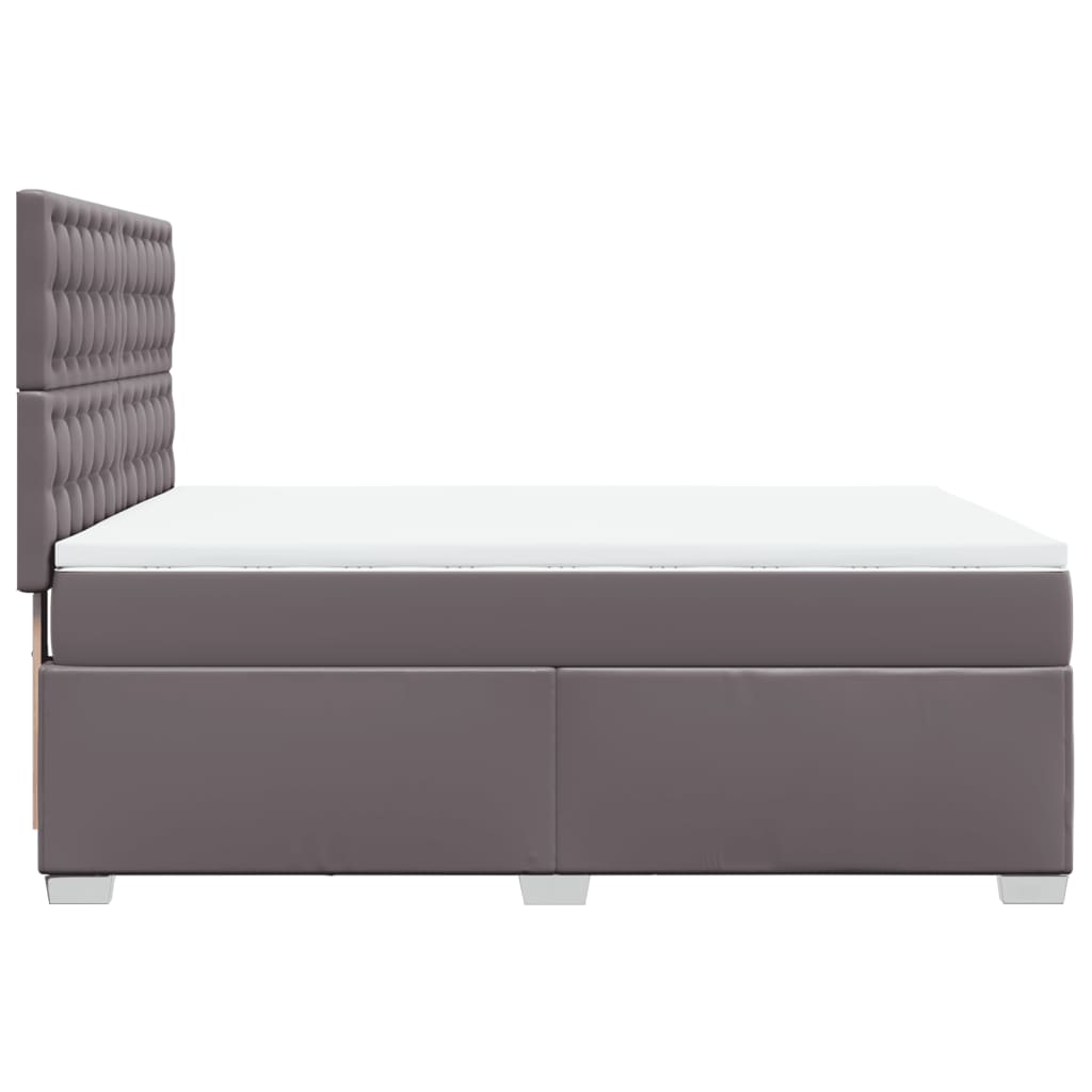 Κρεβάτι Boxspring με Στρώμα Γκρι 140x200εκ. από Συνθετικό Δέρμα - Pakobazaar