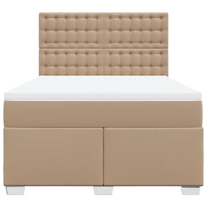 Κρεβάτι Boxspring με Στρώμα Καπουτσίνο 140x200εκ.από Συνθ.Δέρμα - Pakobazaar