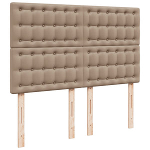 Κρεβάτι Boxspring με Στρώμα Καπουτσίνο 140x200εκ.από Συνθ.Δέρμα - Pakobazaar