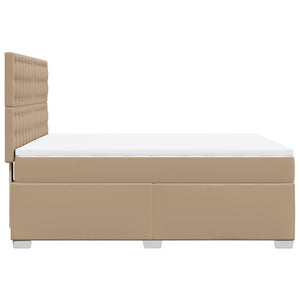 Κρεβάτι Boxspring με Στρώμα Καπουτσίνο 140x200εκ.από Συνθ.Δέρμα - Pakobazaar