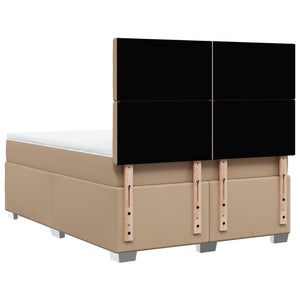 Κρεβάτι Boxspring με Στρώμα Καπουτσίνο 140x200εκ.από Συνθ.Δέρμα - Pakobazaar
