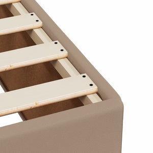 Κρεβάτι Boxspring με Στρώμα Καπουτσίνο 140x200εκ.από Συνθ.Δέρμα - Pakobazaar