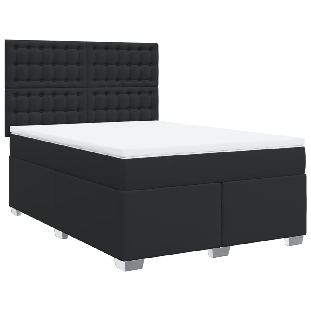 Κρεβάτι Boxspring με Στρώμα Μαύρο 160x200εκ.από Συνθετικό Δέρμα