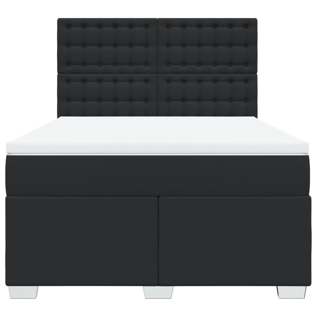 Κρεβάτι Boxspring με Στρώμα Μαύρο 160x200εκ.από Συνθετικό Δέρμα