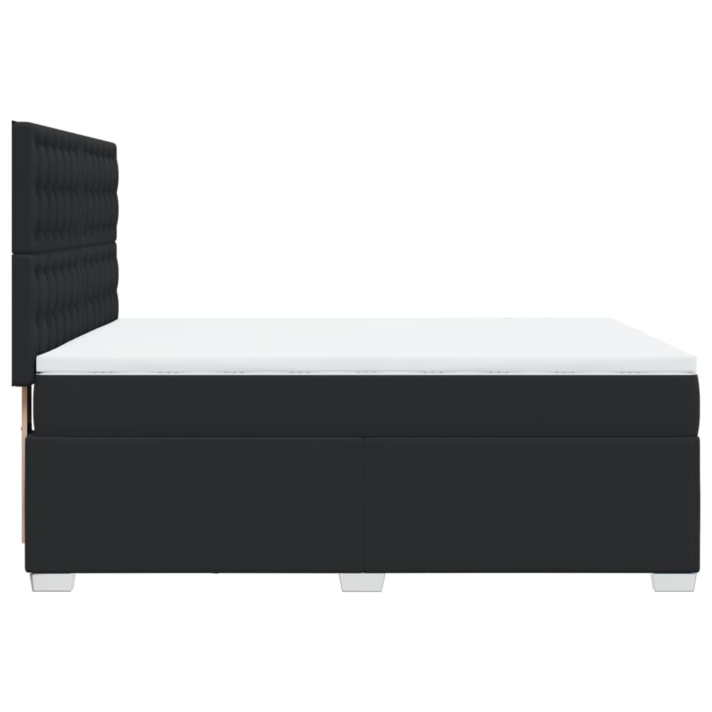Κρεβάτι Boxspring με Στρώμα Μαύρο 160x200εκ.από Συνθετικό Δέρμα