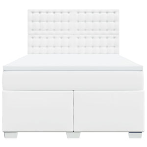 Κρεβάτι Boxspring με Στρώμα Λευκό 160x200εκ.από Συνθετικό Δέρμα - Pakobazaar