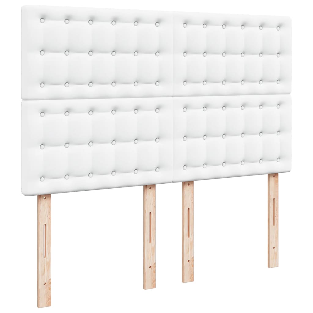 Κρεβάτι Boxspring με Στρώμα Λευκό 160x200εκ.από Συνθετικό Δέρμα - Pakobazaar