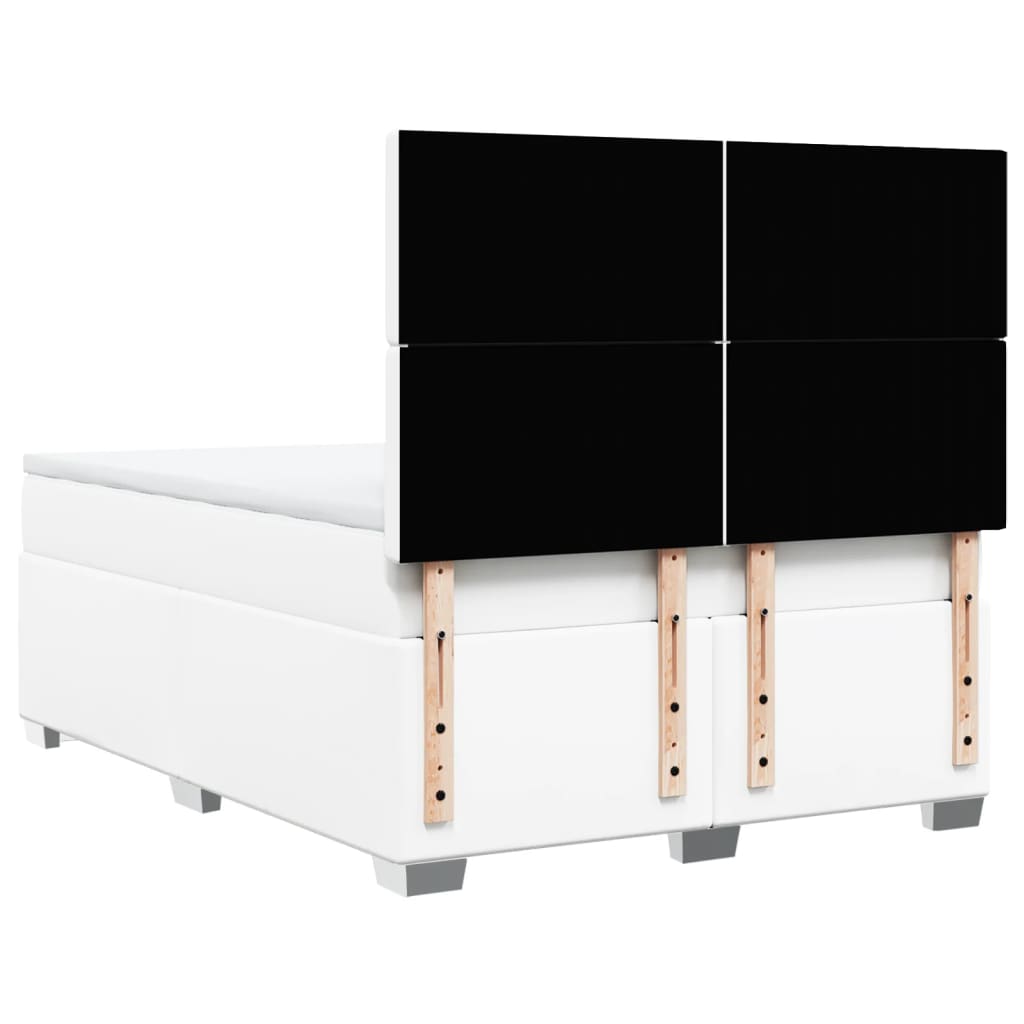 Κρεβάτι Boxspring με Στρώμα Λευκό 160x200εκ.από Συνθετικό Δέρμα - Pakobazaar