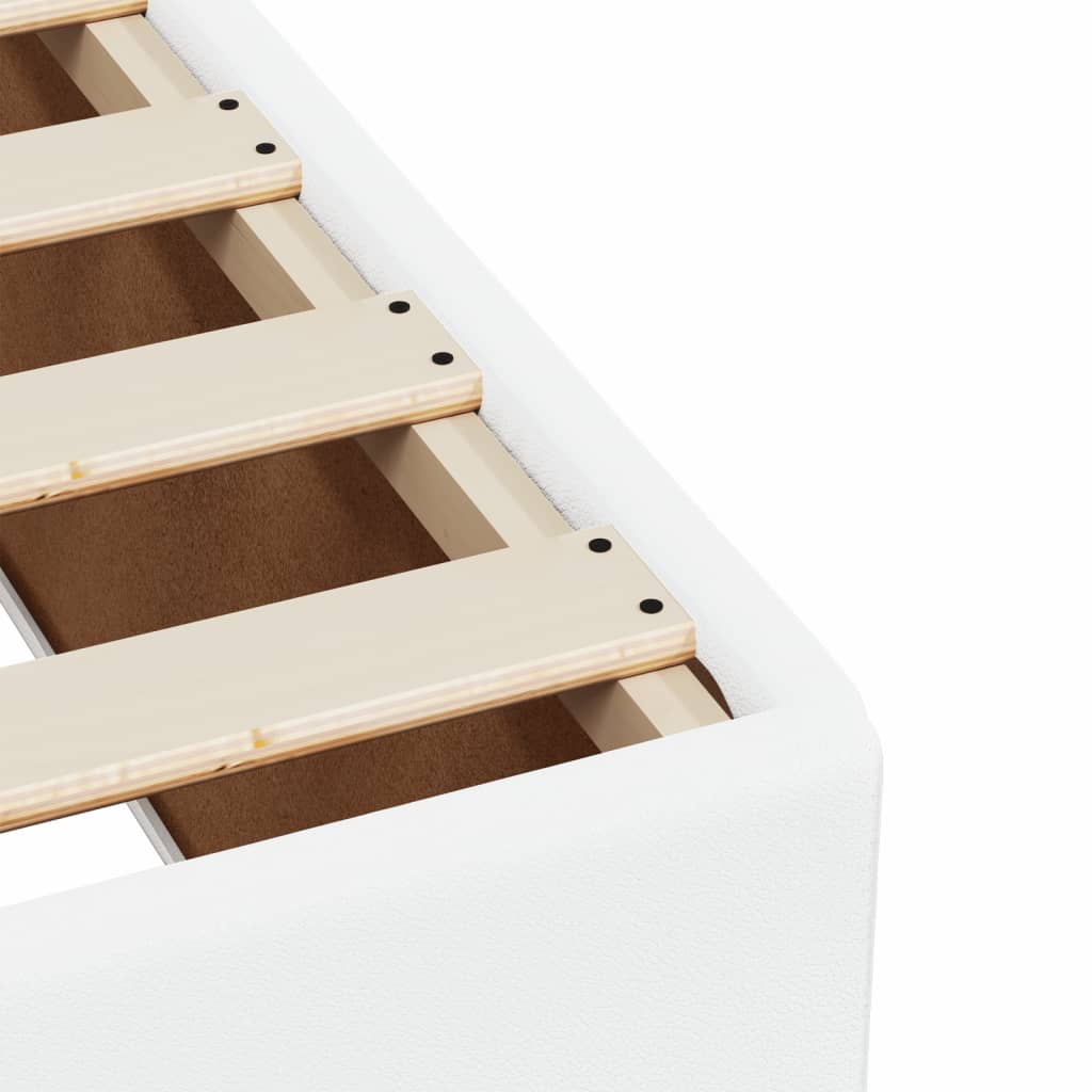 Κρεβάτι Boxspring με Στρώμα Λευκό 160x200εκ.από Συνθετικό Δέρμα - Pakobazaar