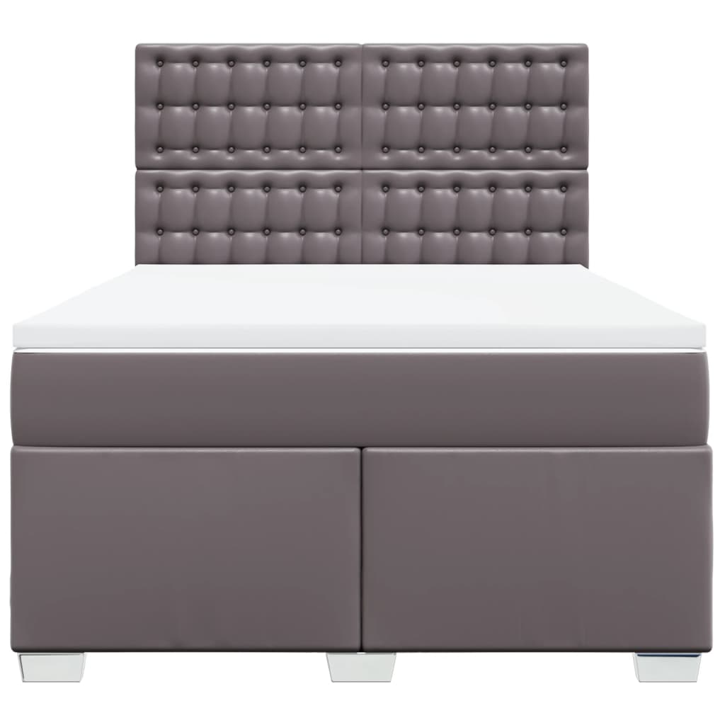 Κρεβάτι Boxspring με Στρώμα Γκρι 160x200εκ. από Συνθετικό Δέρμα - Pakobazaar