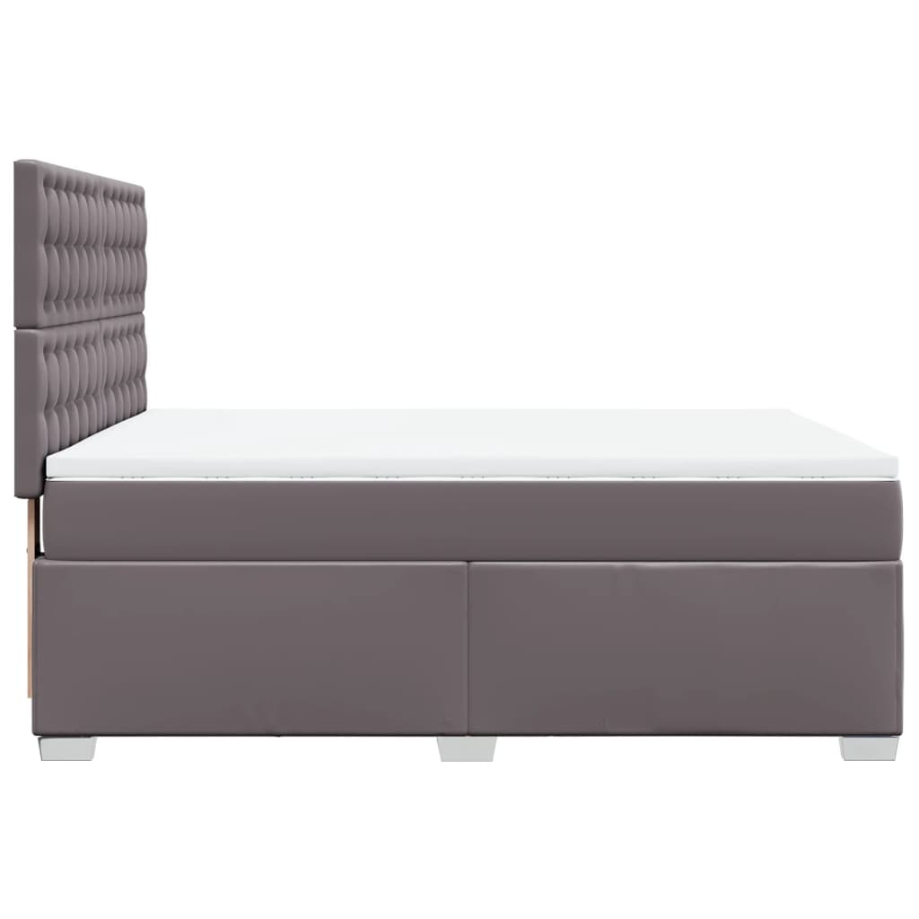 Κρεβάτι Boxspring με Στρώμα Γκρι 160x200εκ. από Συνθετικό Δέρμα - Pakobazaar