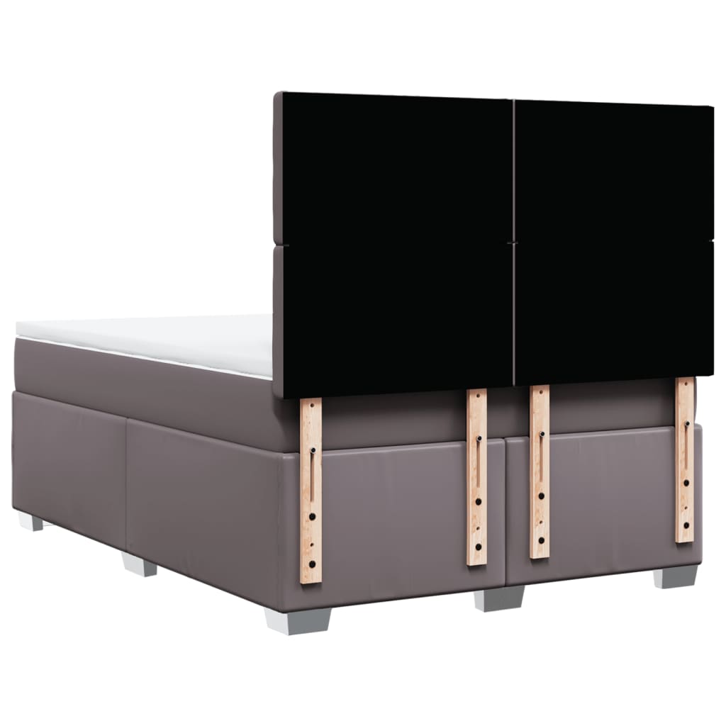 Κρεβάτι Boxspring με Στρώμα Γκρι 160x200εκ. από Συνθετικό Δέρμα - Pakobazaar