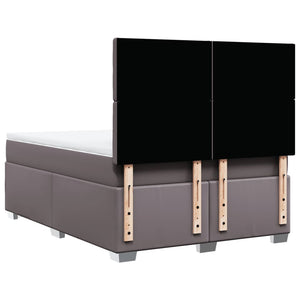 Κρεβάτι Boxspring με Στρώμα Γκρι 160x200εκ. από Συνθετικό Δέρμα - Pakobazaar
