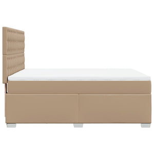 Κρεβάτι Boxspring με Στρώμα Καπουτσίνο 160x200εκ.από Συνθ.Δέρμα - Pakobazaar