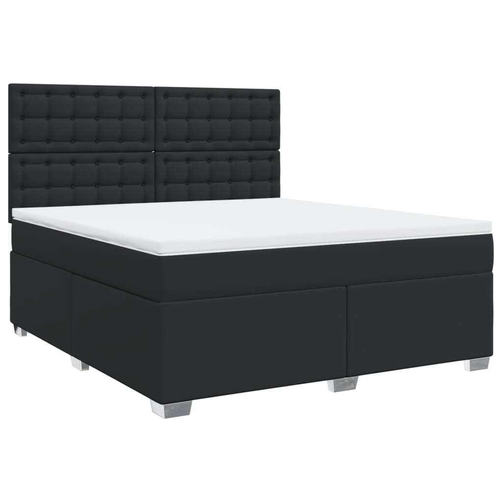 Κρεβάτι Boxspring με Στρώμα Μαύρο 180x200εκ.από Συνθετικό Δέρμα