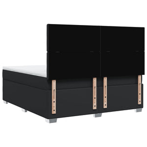 Κρεβάτι Boxspring με Στρώμα Μαύρο 180x200εκ.από Συνθετικό Δέρμα