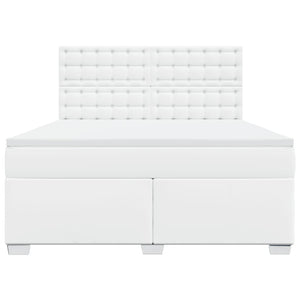 Κρεβάτι Boxspring με Στρώμα Λευκό 180x200 εκ. Συνθετικό Δέρμα - Pakobazaar