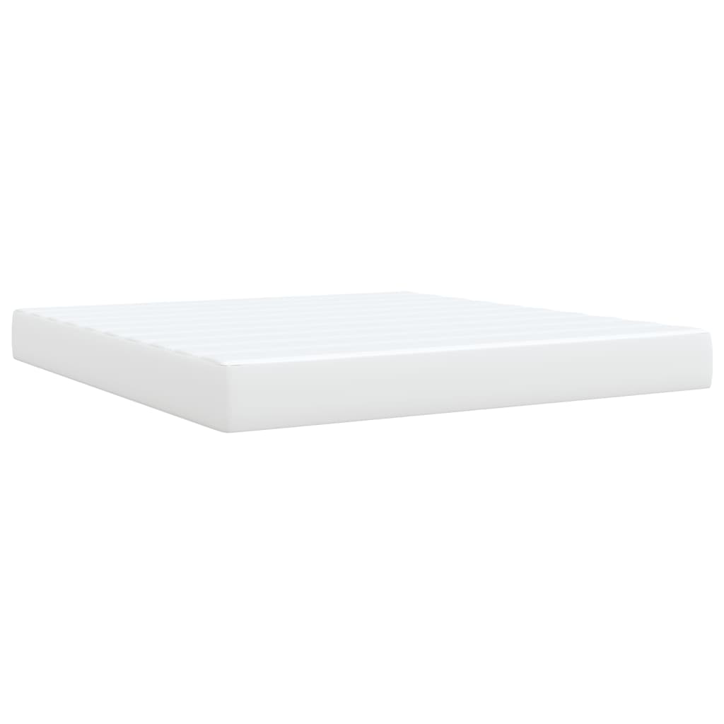 Κρεβάτι Boxspring με Στρώμα Λευκό 180x200 εκ. Συνθετικό Δέρμα - Pakobazaar