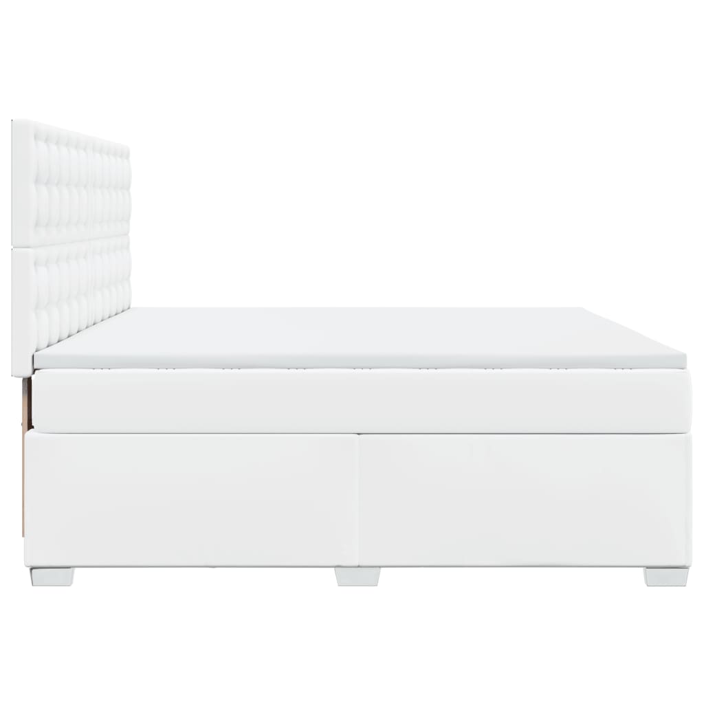 Κρεβάτι Boxspring με Στρώμα Λευκό 180x200 εκ. Συνθετικό Δέρμα - Pakobazaar