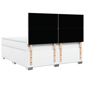 Κρεβάτι Boxspring με Στρώμα Λευκό 180x200 εκ. Συνθετικό Δέρμα - Pakobazaar