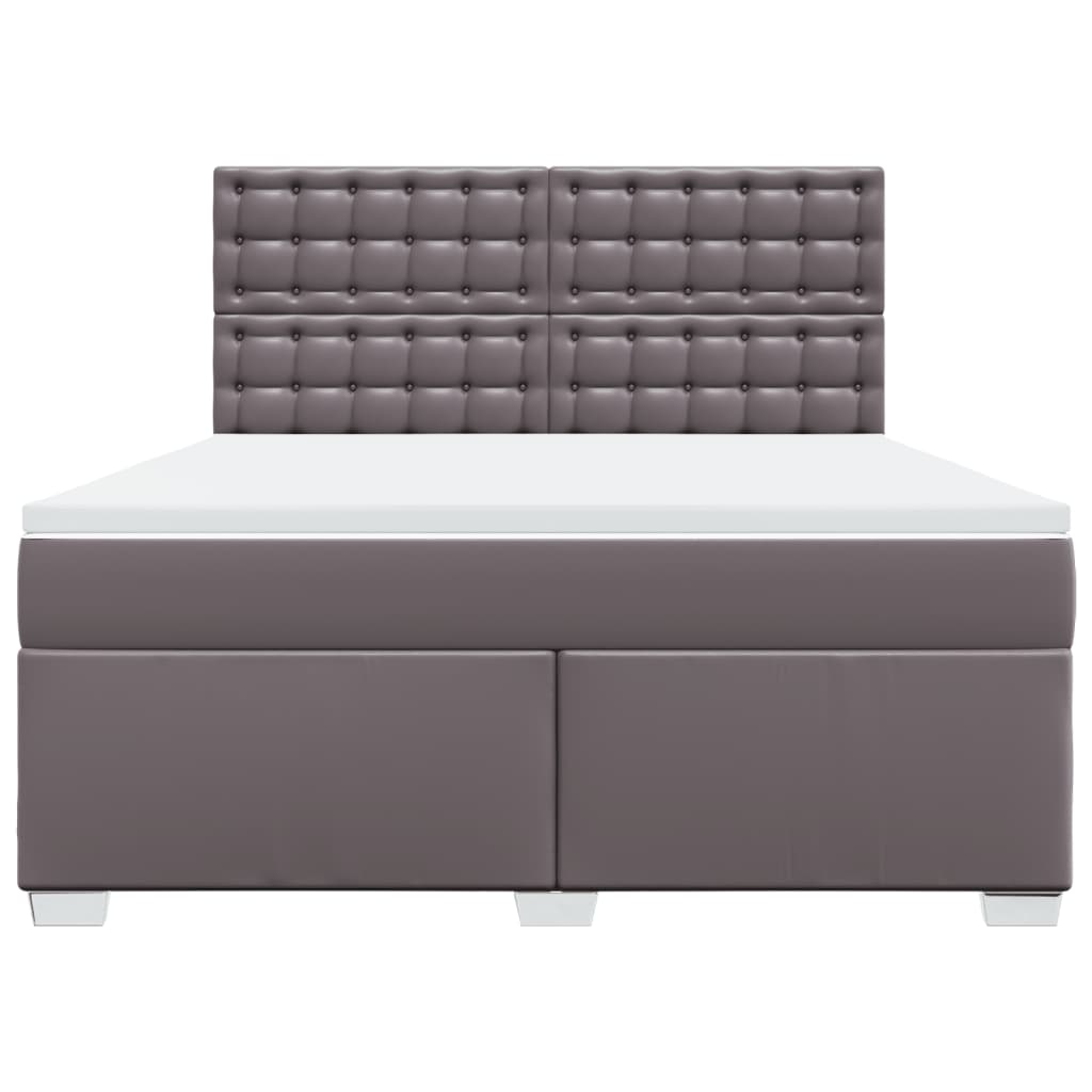 Κρεβάτι Boxspring με Στρώμα Γκρι 180x200 εκ. Συνθετικό Δέρμα