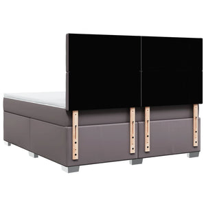 Κρεβάτι Boxspring με Στρώμα Γκρι 180x200 εκ. Συνθετικό Δέρμα