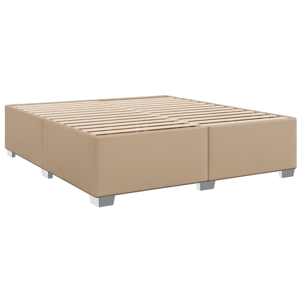 Κρεβάτι Boxspring με Στρώμα Καπουτσίνο 180x200 εκ. Συνθ. Δέρμα - Pakobazaar