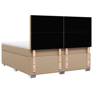 Κρεβάτι Boxspring με Στρώμα Καπουτσίνο 180x200 εκ. Συνθ. Δέρμα - Pakobazaar