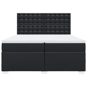 Κρεβάτι Boxspring με Στρώμα Μαύρο 200x200 εκ. Συνθετικό Δέρμα - Pakobazaar