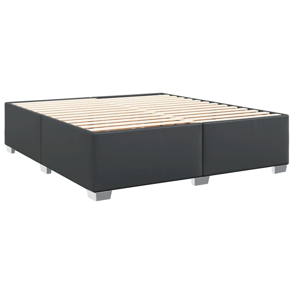 Κρεβάτι Boxspring με Στρώμα Μαύρο 200x200 εκ. Συνθετικό Δέρμα - Pakobazaar
