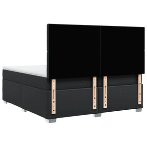 Κρεβάτι Boxspring με Στρώμα Μαύρο 200x200 εκ. Συνθετικό Δέρμα - Pakobazaar