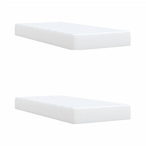 Κρεβάτι Boxspring με Στρώμα Λευκό 200x200 εκ. Συνθετικό Δέρμα - Pakobazaar