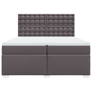 Κρεβάτι Boxspring με Στρώμα Γκρι 200x200 εκ. Συνθετικό Δέρμα - Pakobazaar