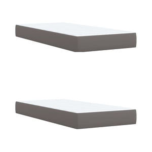 Κρεβάτι Boxspring με Στρώμα Γκρι 200x200 εκ. Συνθετικό Δέρμα - Pakobazaar