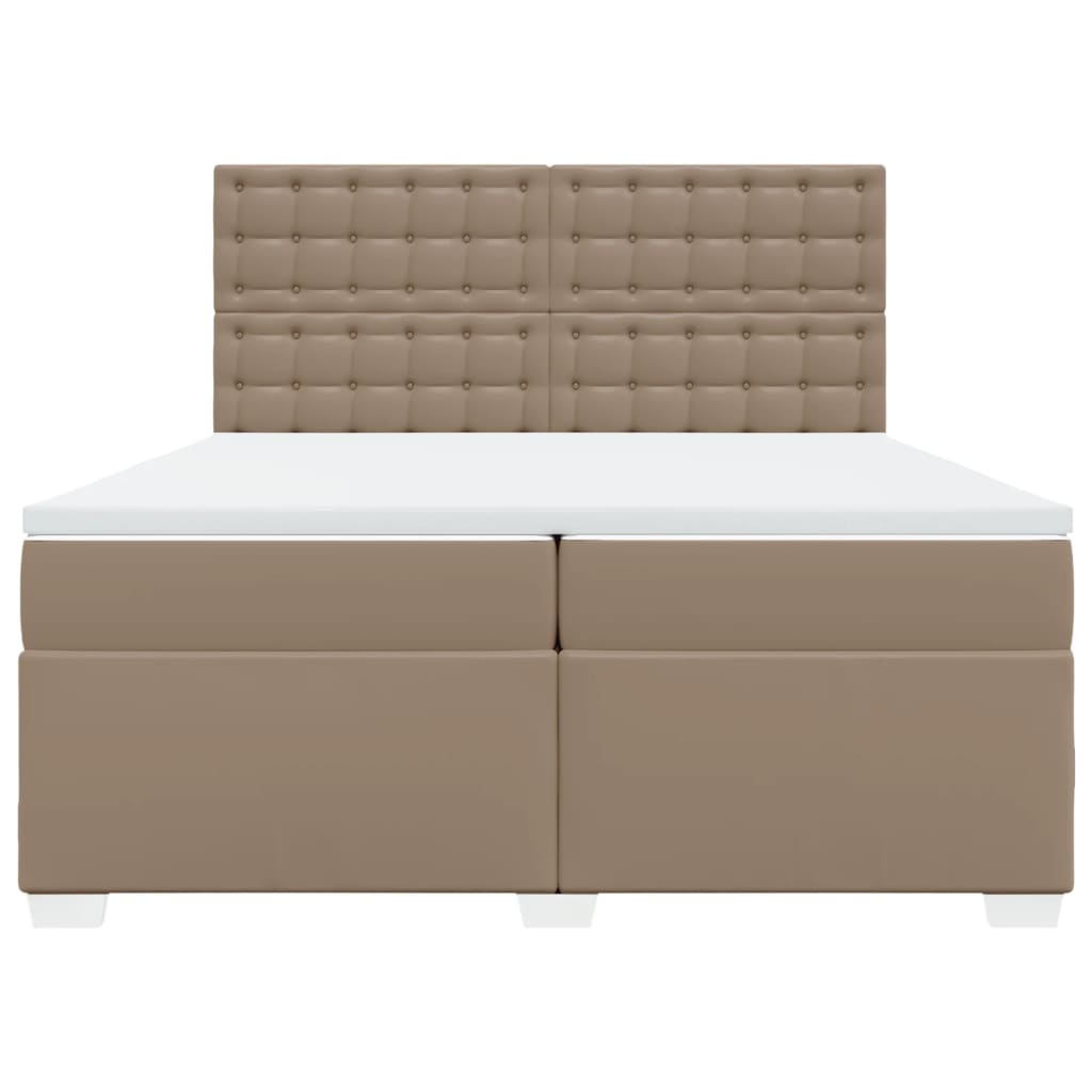 Κρεβάτι Boxspring με Στρώμα Καπουτσίνο 200x200εκ.από Συνθ.Δέρμα