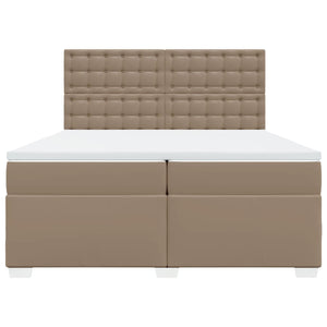 Κρεβάτι Boxspring με Στρώμα Καπουτσίνο 200x200εκ.από Συνθ.Δέρμα - Pakobazaar