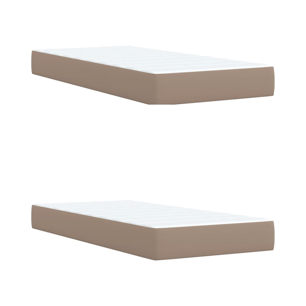 Κρεβάτι Boxspring με Στρώμα Καπουτσίνο 200x200εκ.από Συνθ.Δέρμα
