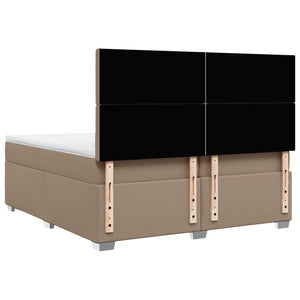 Κρεβάτι Boxspring με Στρώμα Καπουτσίνο 200x200εκ.από Συνθ.Δέρμα - Pakobazaar
