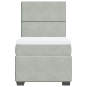 Κρεβάτι Boxspring με Στρώμα Ανοιχτό Γκρι 80x200 εκ. Βελούδινο - Pakobazaar