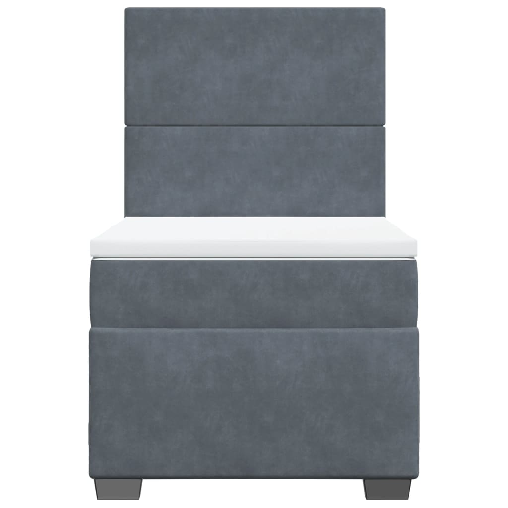 Κρεβάτι Boxspring με Στρώμα Σκούρο Γκρι 80x200 εκ. Βελούδινο