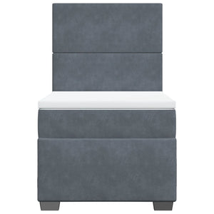 Κρεβάτι Boxspring με Στρώμα Σκούρο Γκρι 80x200 εκ. Βελούδινο