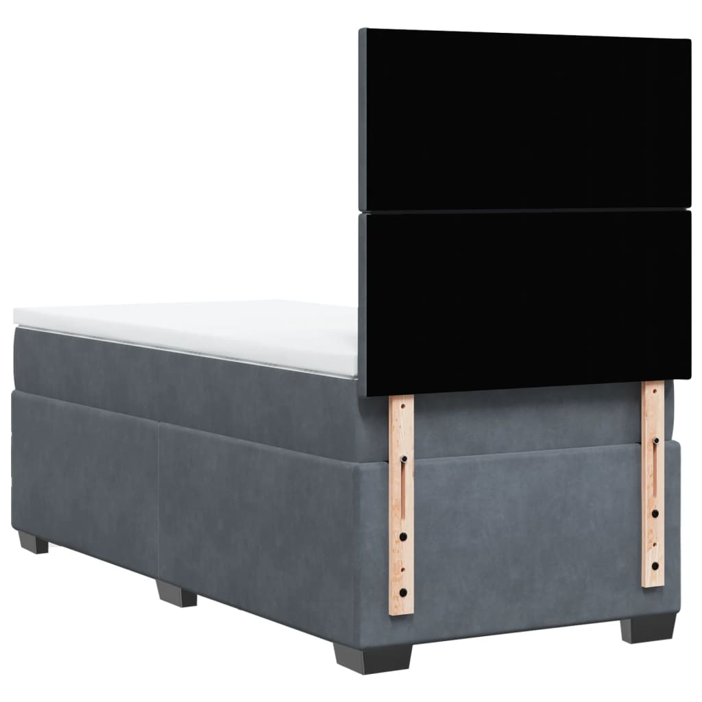 Κρεβάτι Boxspring με Στρώμα Σκούρο Γκρι 80x200 εκ. Βελούδινο
