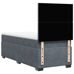 Κρεβάτι Boxspring με Στρώμα Σκούρο Γκρι 80x200 εκ. Βελούδινο
