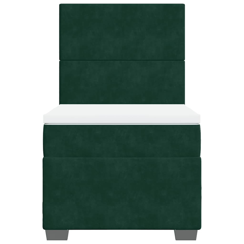 Κρεβάτι Boxspring με Στρώμα Σκούρο Πράσινο 80x200 εκ. Βελούδινο - Pakobazaar