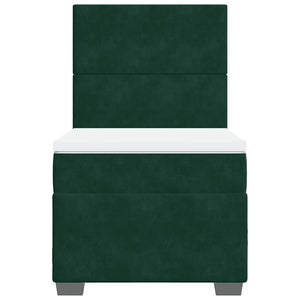 Κρεβάτι Boxspring με Στρώμα Σκούρο Πράσινο 80x200 εκ. Βελούδινο - Pakobazaar