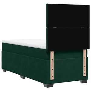 Κρεβάτι Boxspring με Στρώμα Σκούρο Πράσινο 80x200 εκ. Βελούδινο - Pakobazaar