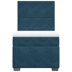 Κρεβάτι Boxspring με Στρώμα Μπλε 80 x 200 εκ. Βελούδινο - Pakobazaar