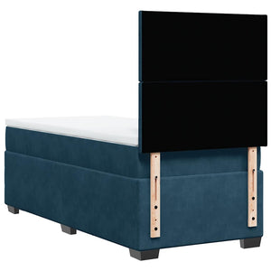 Κρεβάτι Boxspring με Στρώμα Μπλε 80 x 200 εκ. Βελούδινο - Pakobazaar